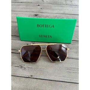 BOTTEGA VENETA Geometric Aviator Metal Frame Sunglasses BV10125 005